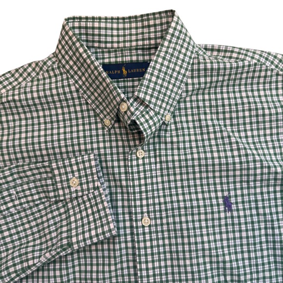 Polo Ralph Lauren Other - Ralph Lauren Men's Green Gingham Button Down Shirt Embroidered Pony Size L
